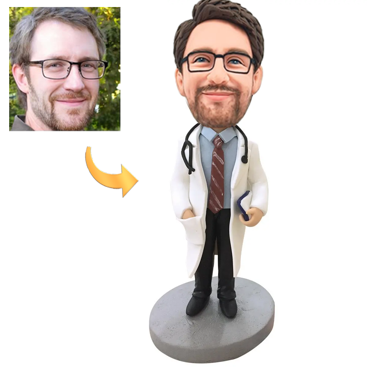 Stylish Doctor with Stethoscope Custom Bobblehead