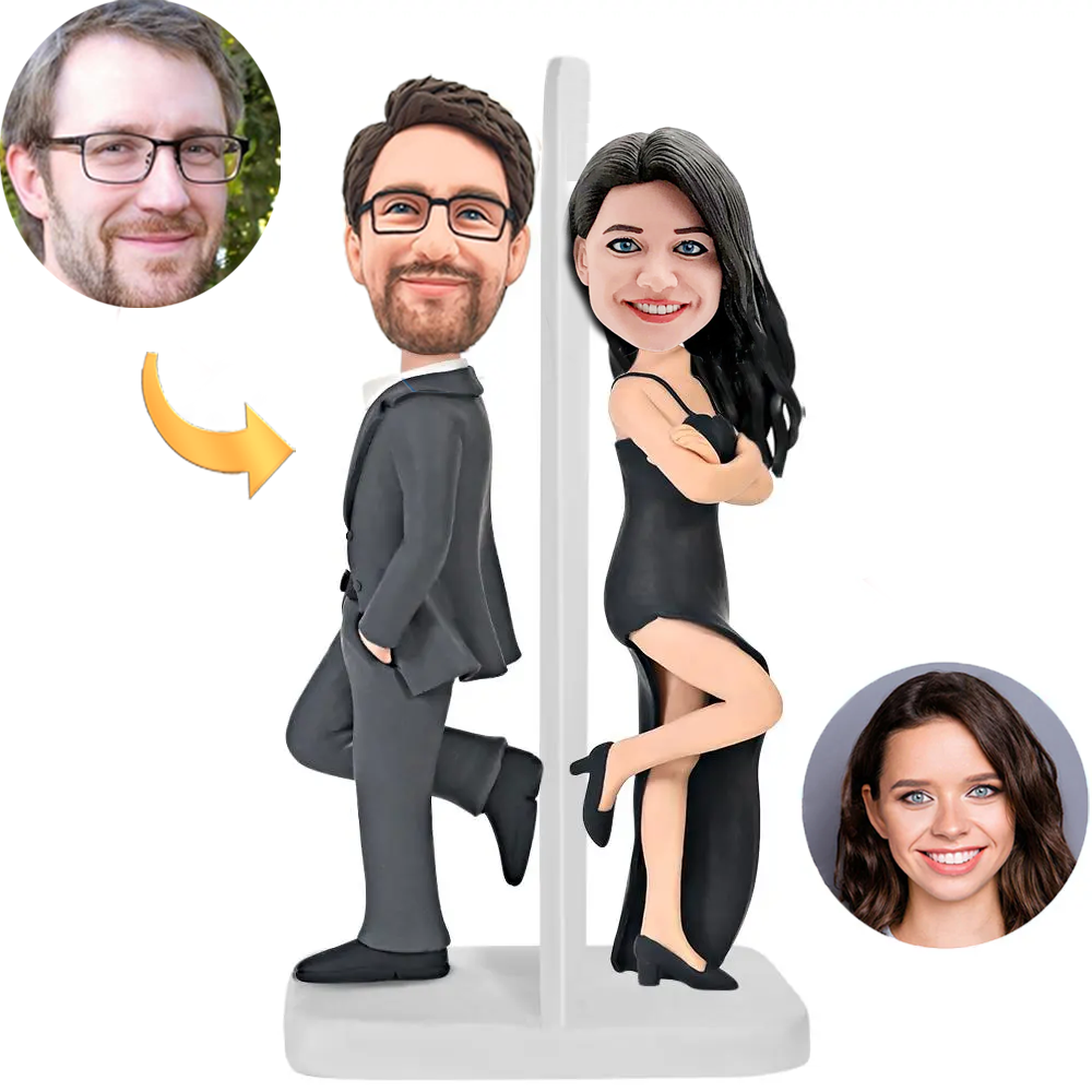 Mr.And Mrs.Smith Custom Bobblehead with Engraved Text Gift for Couple