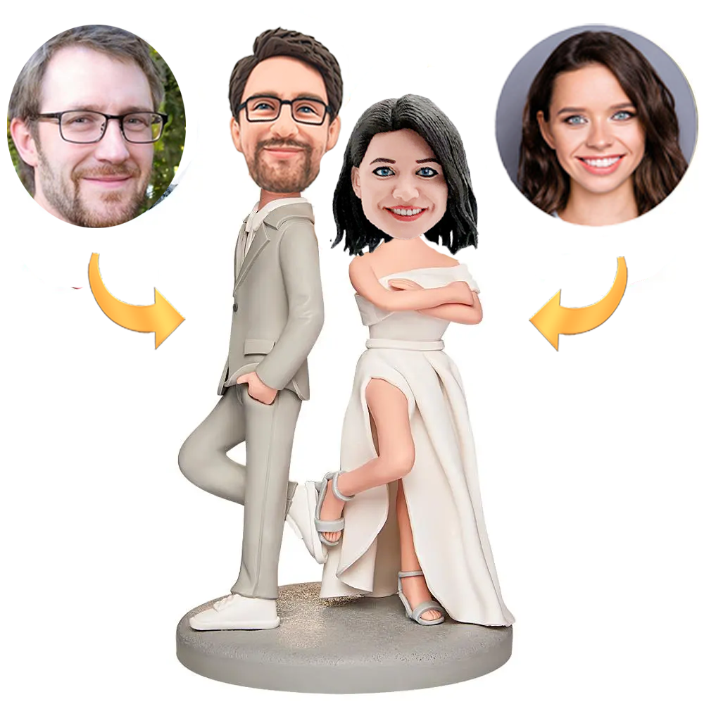Wedding Gift Husband and Wife Partner Custom Bobblehead with Engraved Text