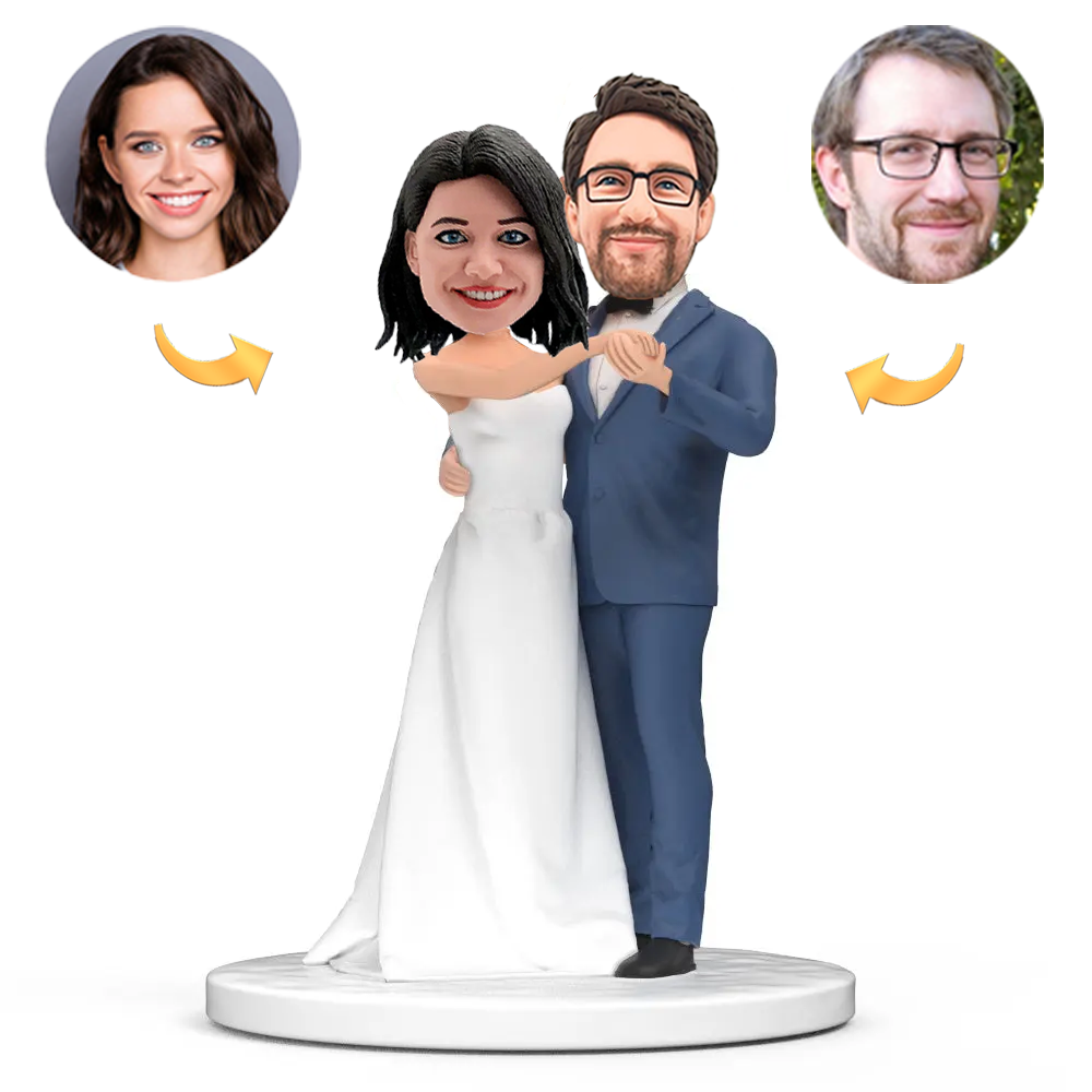 Romance Couble Dance in Wedding Custom Bobblehead Engraved with Text Wedding Gift