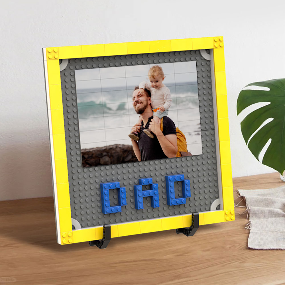 Personalised Photo Puzzle Building Blocks Father's Day Gifts Custom Dad and Papa Building Bricks Picture Frame Gift for Dad