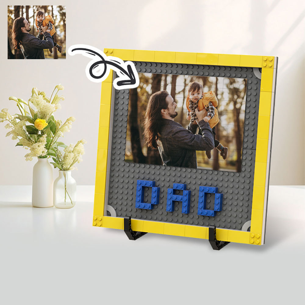 Personalised Photo Puzzle Building Blocks Father's Day Gifts Custom Dad and Papa Building Bricks Picture Frame Gift for Dad