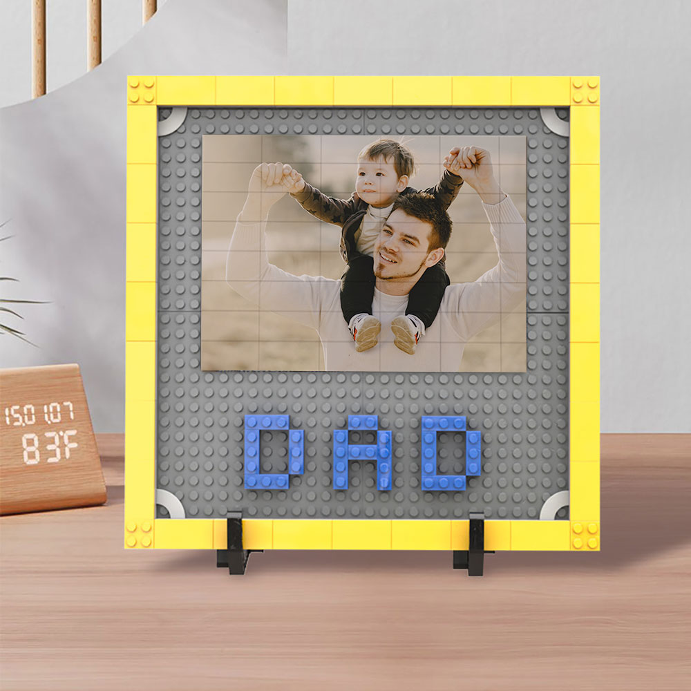 Personalised Photo Puzzle Building Blocks Father's Day Gifts Custom Dad and Papa Building Bricks Picture Frame Gift for Dad