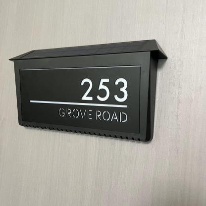 Customized Solar Lighted House Sign Laser Cut Address Plaque with LED Number Waterproof Design