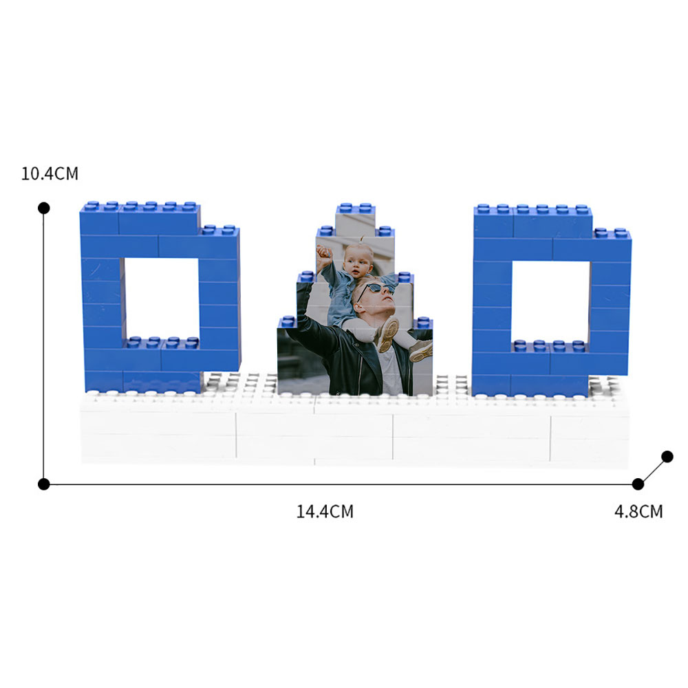 Custom Photo Puzzle Building Bricks Father's Day Gifts Dad and Papa Building Bricks Picture Frame with Text Engraved
