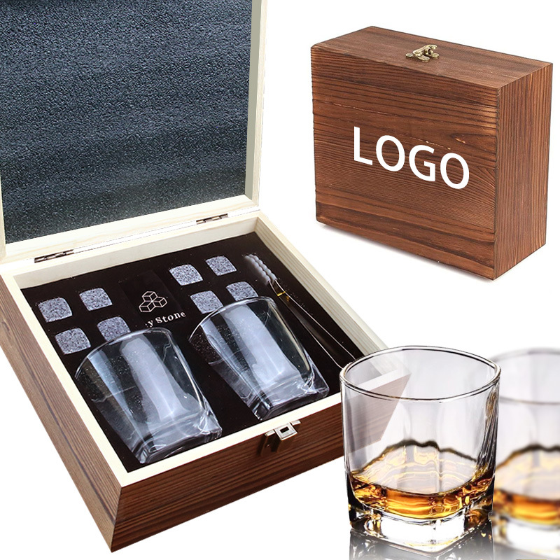 Custom Photo-Engraved Whisky Glasses Personalised Photo Whisky Set Gift Box Ice Wine Stone Wooden Box Father's Day Gift.