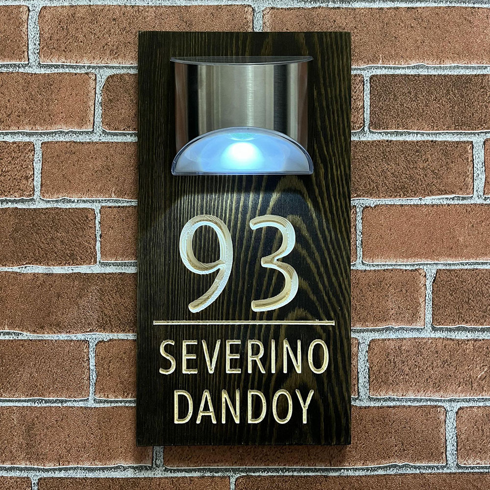 Solar Illuminated Personalised House Number Sign Outdoor Waterproof LED Address Plaque for Door