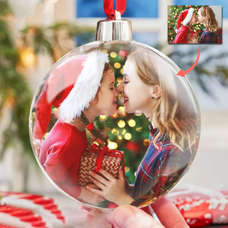 Custom Photo Christmas Bauble Tree Decoration Personalised Ball Orname