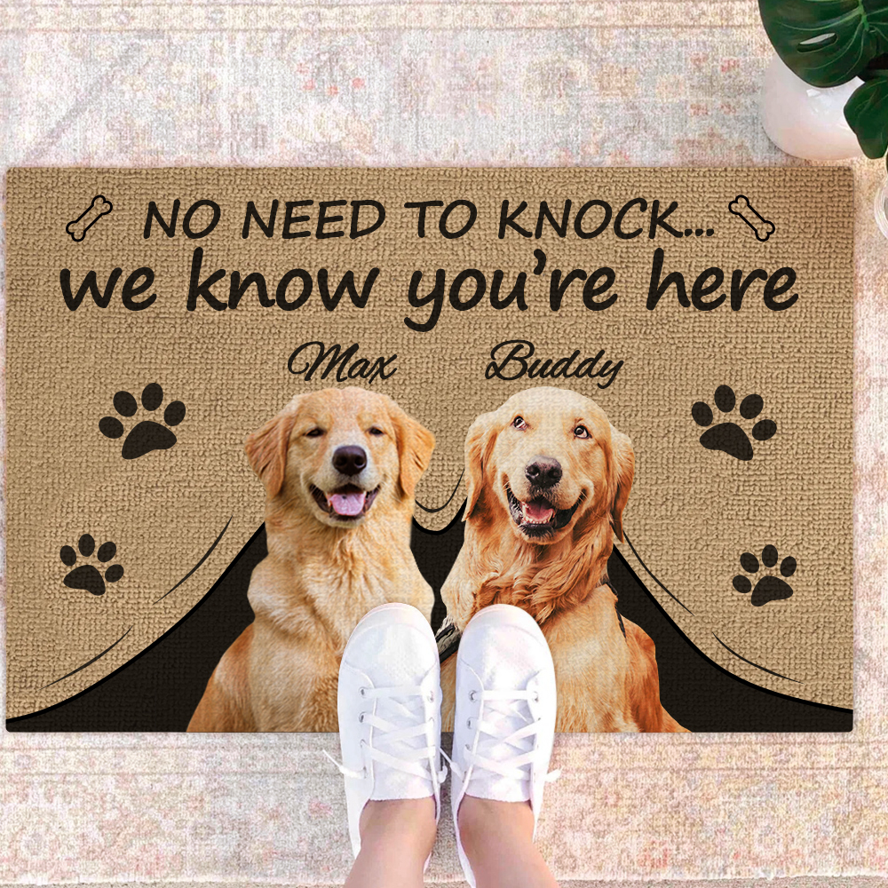 Funny Custom Pet Rug with Photo and Name Personalised Dog Mat for Porch Entryway Gift Idea for Puppy Lovers