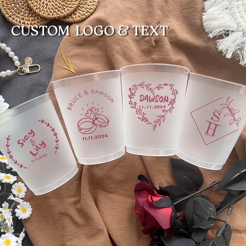 Personalised Frosted Wedding Cups Custom Shatterproof Cups Wedding Reception Favors Frosted Cups for Wedding