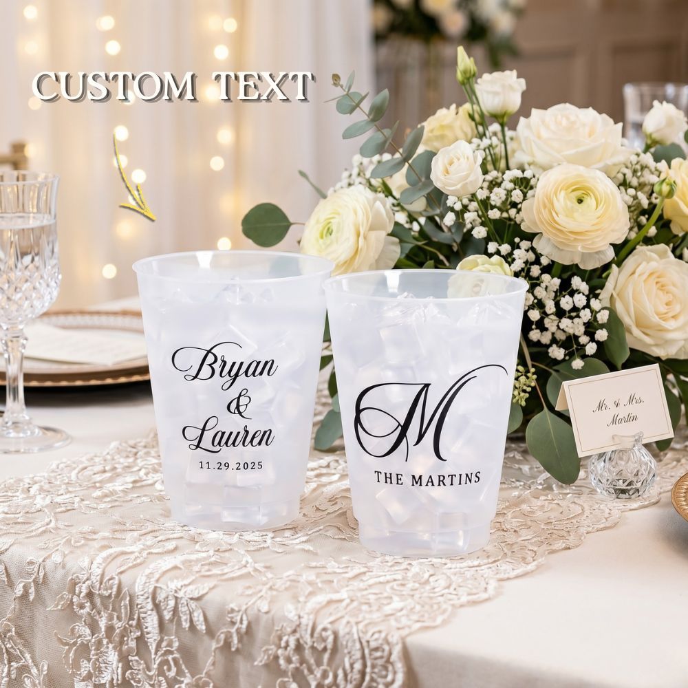 Personalised Frosted Wedding Cups Custom Shatterproof Cups Wedding Reception Favors Frosted Cups for Wedding