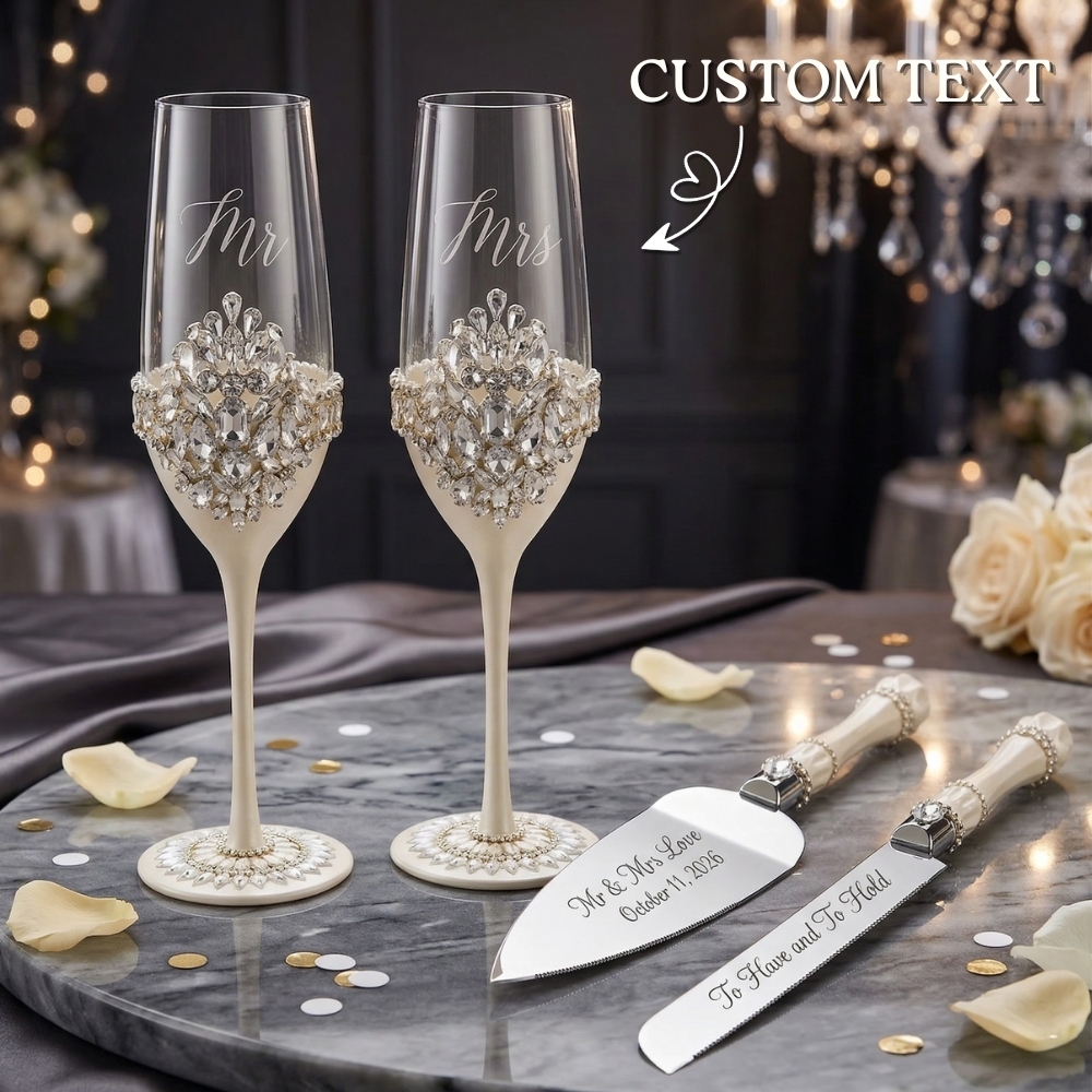 Personalised Wedding Champagne Flutes Custom Champagne Flutes Handmade Wedding Gift for Couple