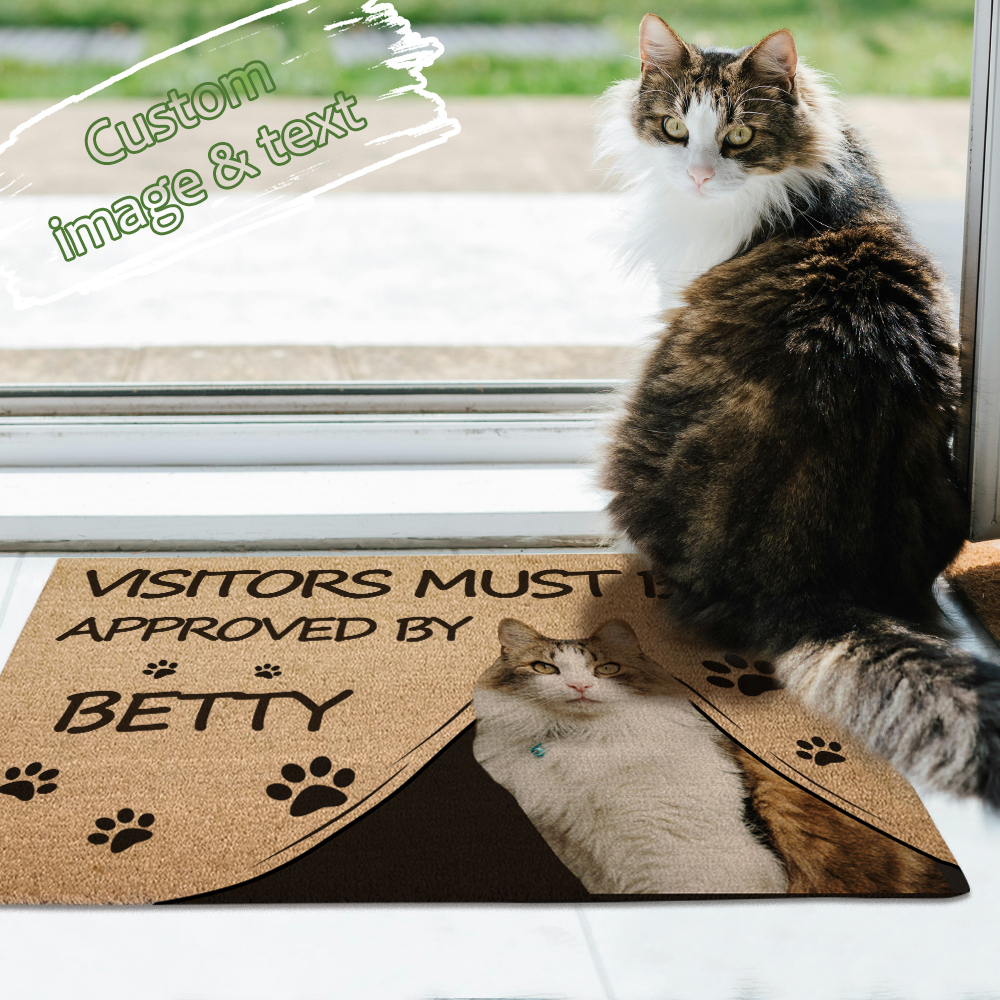 Welcome Doormat with Custom Pet Picture and Funny Quote Personalised Entry Rug Housewarming Gifts