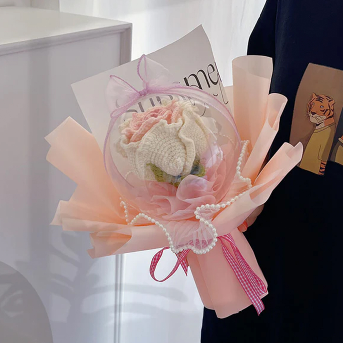 Weave Flowers Bouquet Rose 1 Flowers Set Anniversary Gift for Her