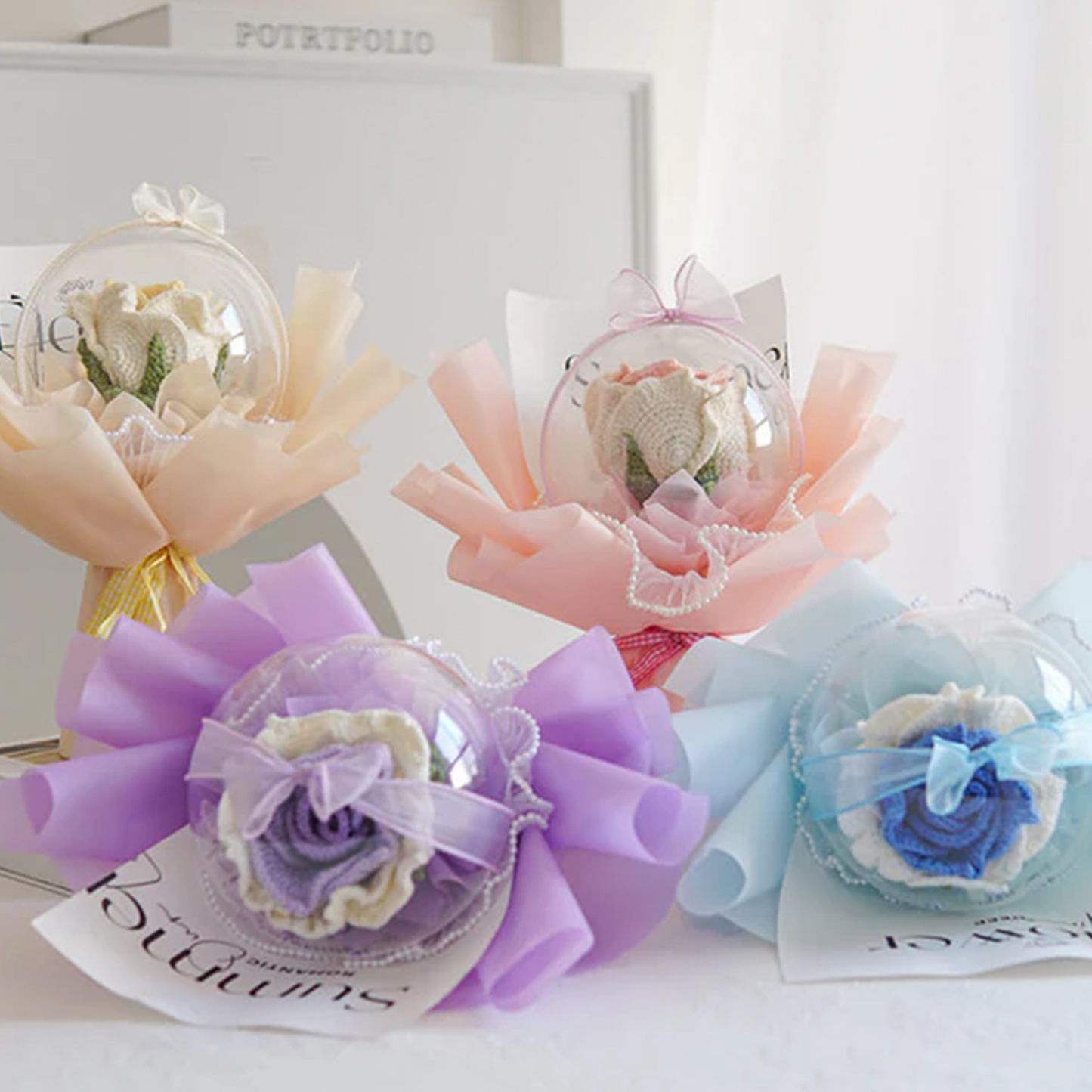 Weave Flowers Bouquet Rose 1 Flowers Set Anniversary Gift for Her