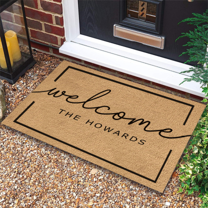 Personalised Name Doormat Custom Text Welcome Rug for House Porch House Warming Gifts