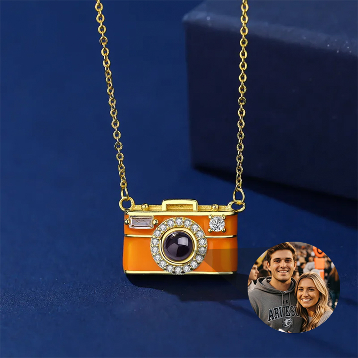 Custom Photo Projection Necklace for Women - Personalised Picture Pendant Jewelry Camera View Anniversary Birthday Gift for Women