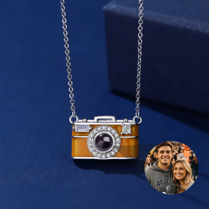 Custom Photo Projection Necklace for Women - Personalised Picture Pendant Jewelry Camera View Anniversary Birthday Gift for Women