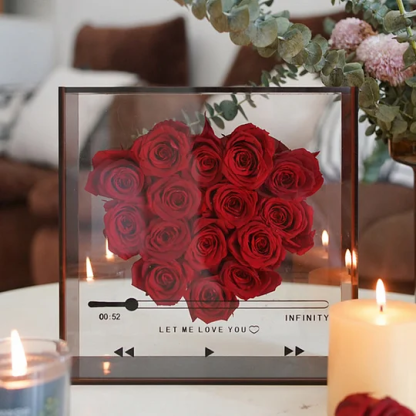 Preserved Flower Love's CD Transparent Acrylic Rose Flower Box Romantic Anniversary Gift For Girlfriend