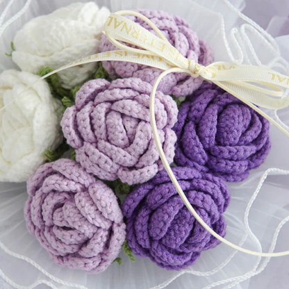 Hademade Weave Flowers Bouquet Rose 7 Flowers Set Anniversary Gift for Her