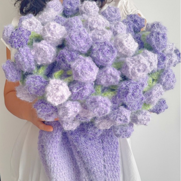 FINISHED Handmade Crochet Flower Dreamy Throw Blanket Bouquet Rose Bouquet Knitted Bouquet Ready-Made Blanket