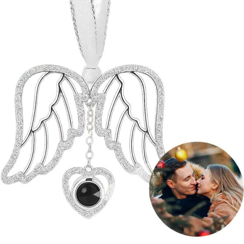 Personalized Angel Embrace Photo Projection Ornaments with Picture Ins