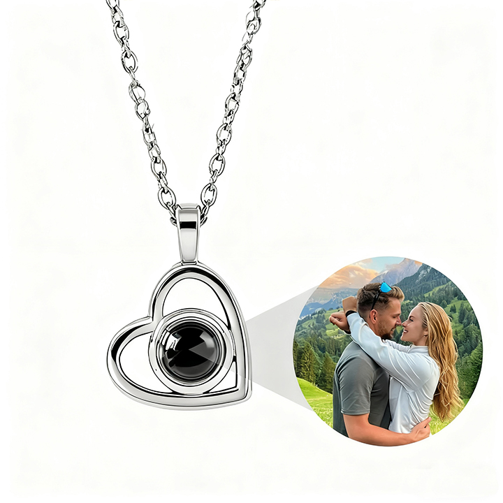 Custom Photo Heart Necklace Personalised Projection Pendant Memorial Jewelry Gift for Her