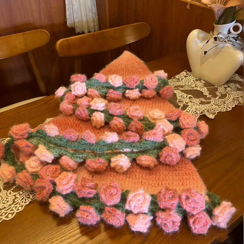 FINISHED Handmade Crochet Flower Throw Blanket Bouquet Rose Bouquet Kn