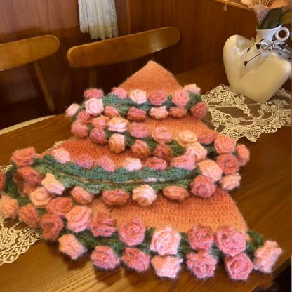 FINISHED Handmade Crochet Flower Dreamy Throw Blanket Bouquet Rose Bouquet Knitted Bouquet Ready-Made Blanket