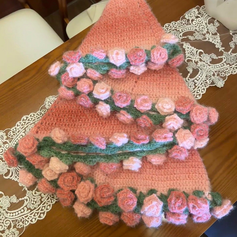FINISHED Handmade Crochet Flower Dreamy Throw Blanket Bouquet Rose Bouquet Knitted Bouquet Ready-Made Blanket