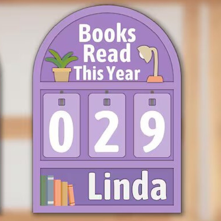 Personalised Books Read This Year Counter Mini Plaque with Flat Base Book Lovers Gift Bookshelf Decor Gift for Readers