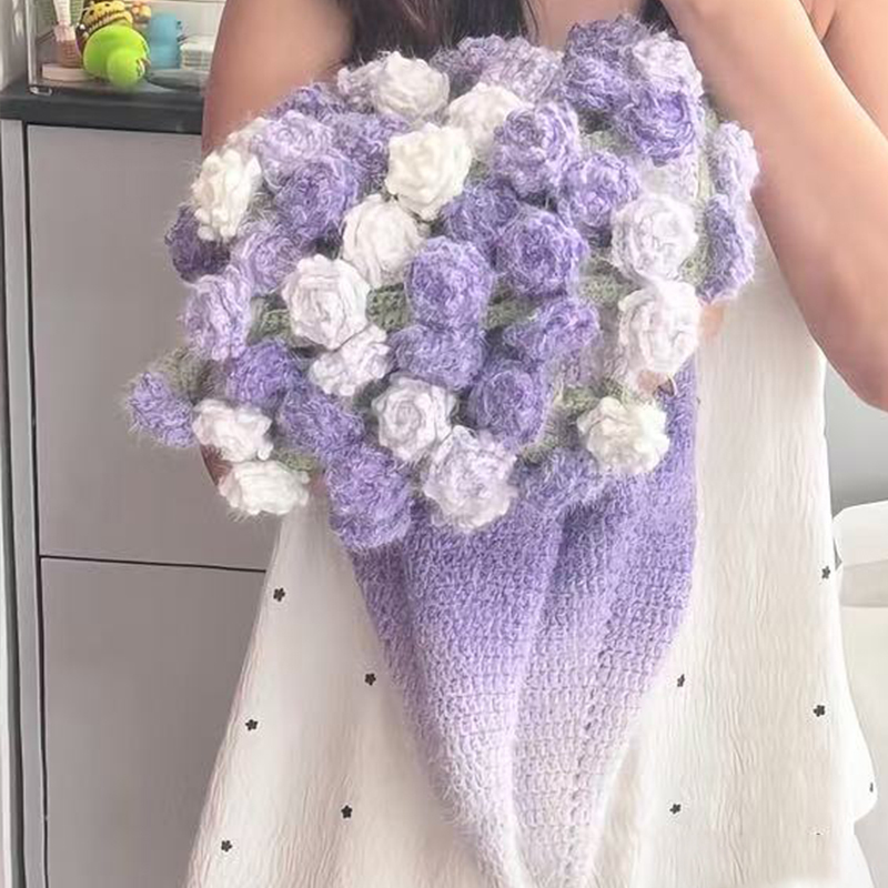 FINISHED Handmade Crochet Flower Dreamy Throw Blanket Bouquet Rose Bouquet Knitted Bouquet Ready-Made Blanket