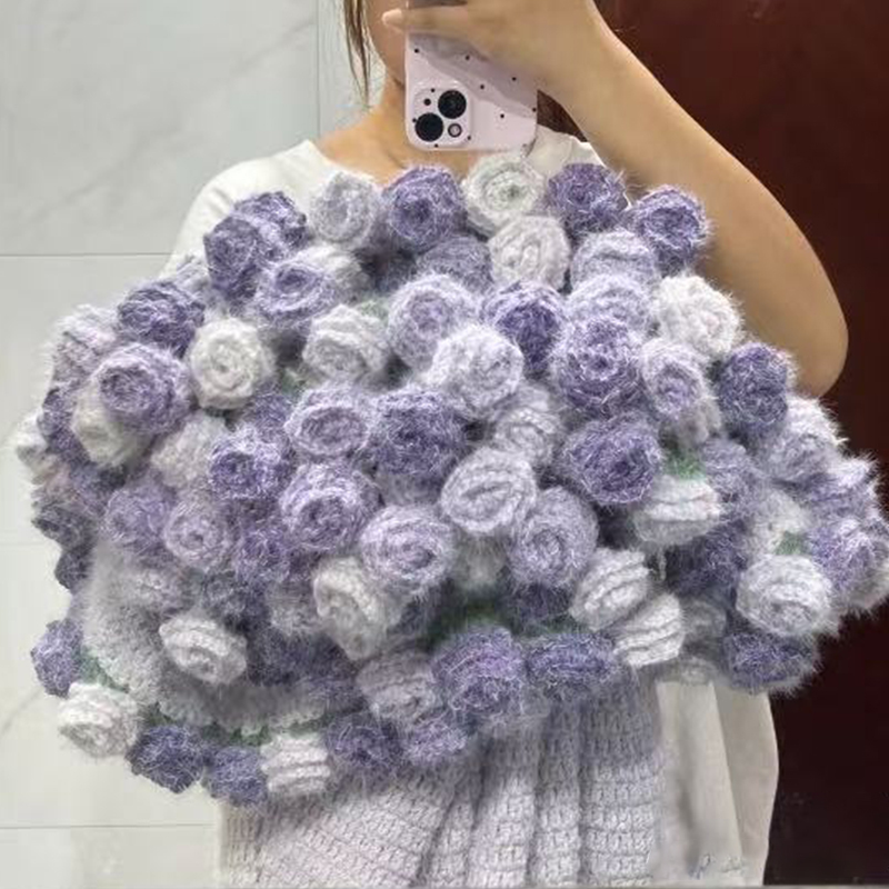 FINISHED Handmade Crochet Flower Dreamy Throw Blanket Bouquet Rose Bouquet Knitted Bouquet Ready-Made Blanket