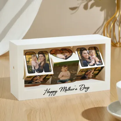 Custom 12 Photos Swing Photo Frame Rotating Photo Cube Stand for Mom Mother's Day Gifts