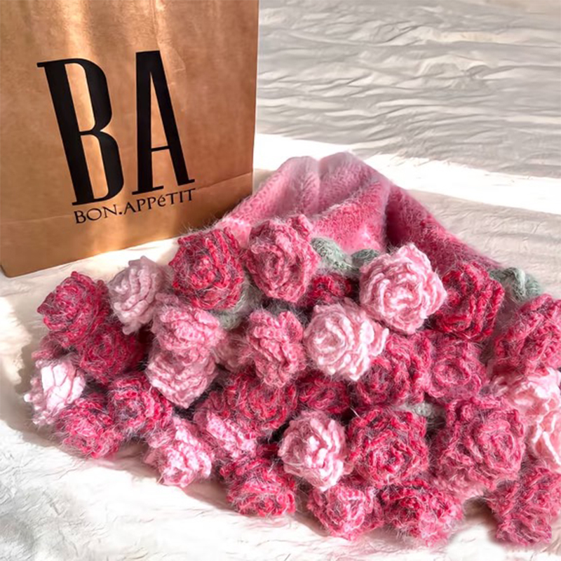 FINISHED Handmade Crochet Flower Dreamy Throw Blanket Bouquet Rose Bouquet Knitted Bouquet Ready-Made Blanket