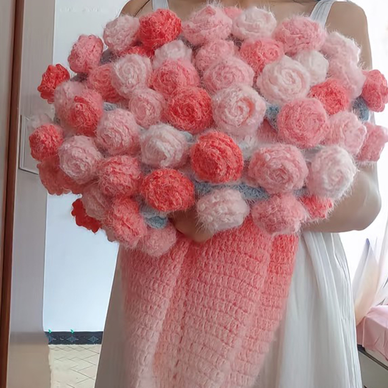 FINISHED Handmade Crochet Flower Dreamy Throw Blanket Bouquet Rose Bouquet Knitted Bouquet Ready-Made Blanket