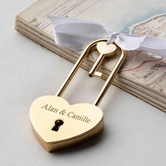 Custom Love Lock Personalised Padlock with Key Luggage Elegant Couples Wishing Lock for Valentines Day Gift