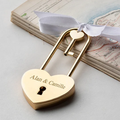 Custom Love Lock Personalised Padlock with Key Luggage Elegant Couples Wishing Lock for Valentines Day Gift