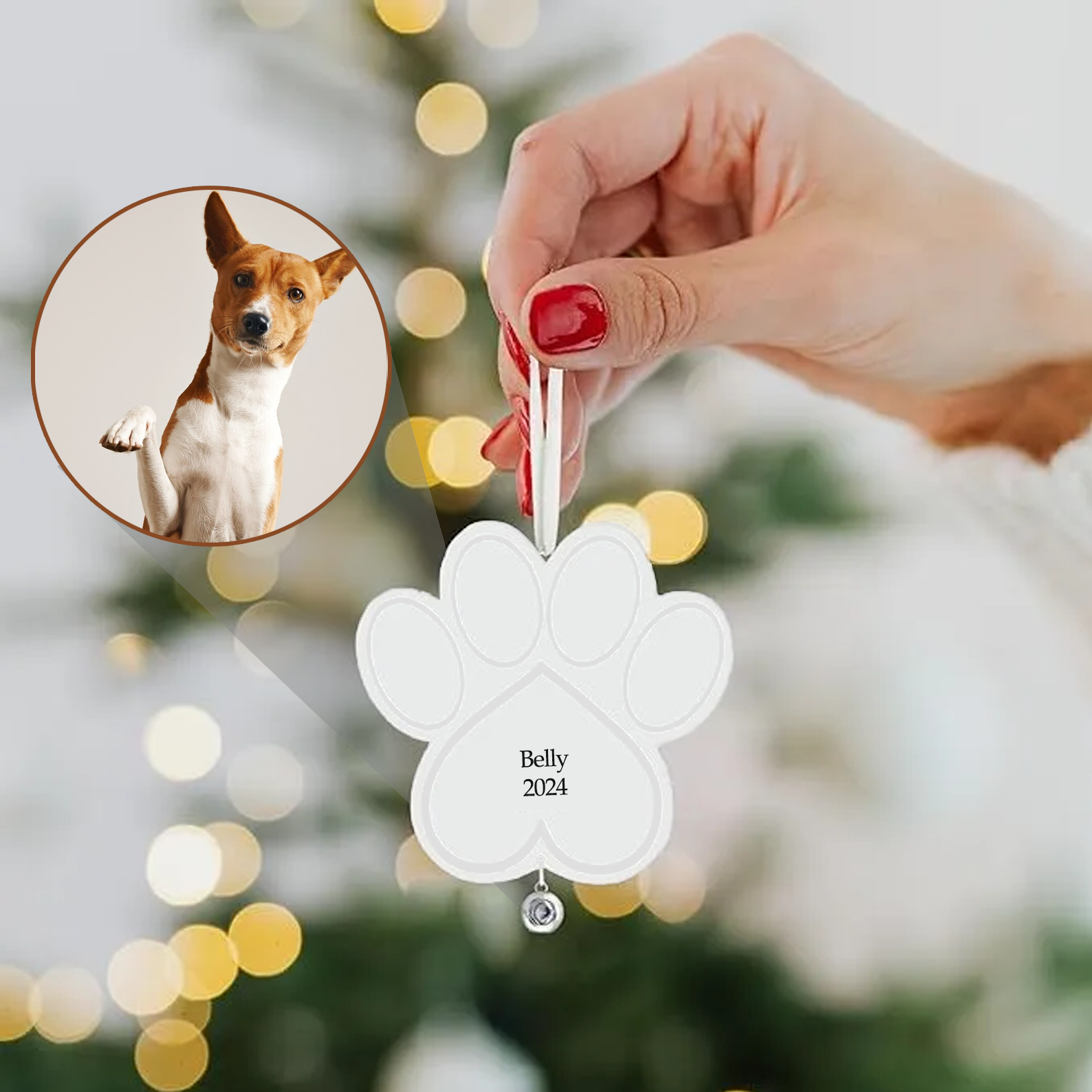 Photo Ornament Christmas Picture Ornament with Custom Photo Projection for Tree Hanging Xmas Gifts