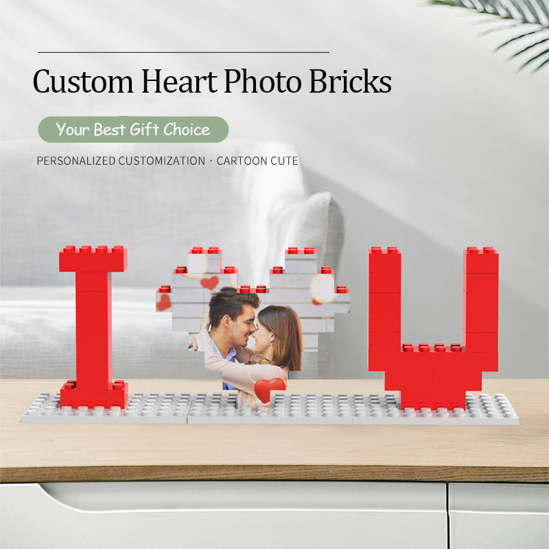 XOXO Custom Building Brick Photo Block Personalised I Love You Puzzle Gift