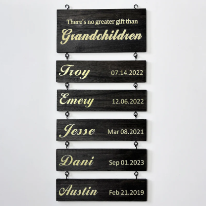 Personalised Wooden Name Sign Custom Grandkids Hanging Signs Engraved Family Name and Date Sign Personalised Gift for Grandparents