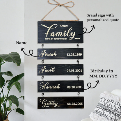Personalised Wooden Name Sign Custom Grandkids Hanging Signs Engraved Family Name and Date Sign Personalised Gift for Grandparents