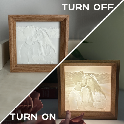 Custom 3D Printed Lithophane Photo Frame Lamp Personalised 3D Embossed Picture Night Light Unique Memorial Gift