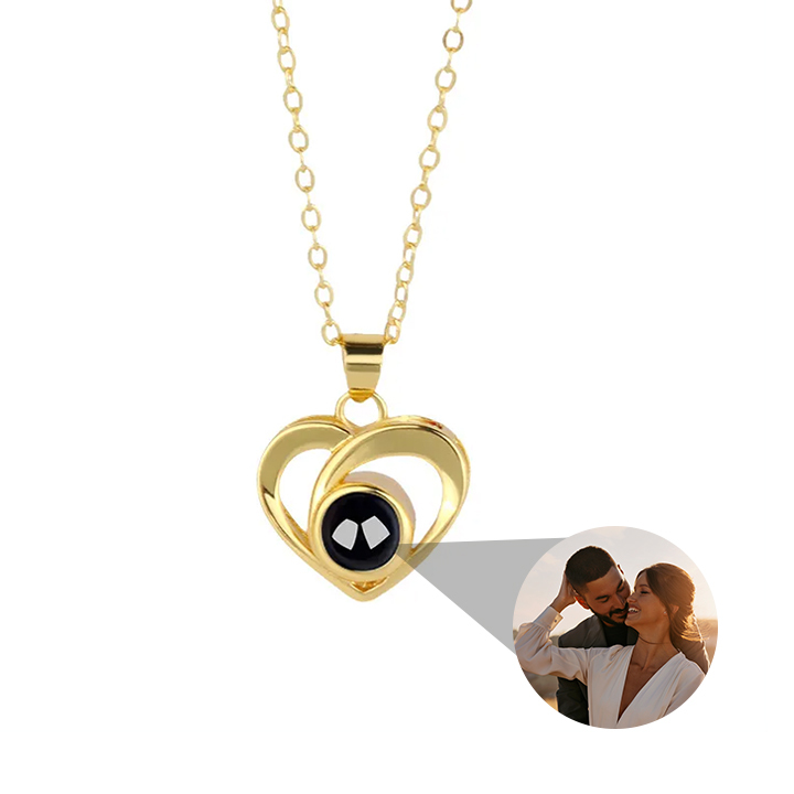 Customized Necklace with Picture Heart Pendant Projection Pendant Sterling Silver Gift for Her