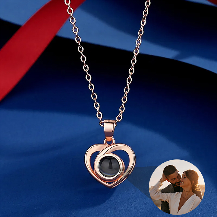 Customized Necklace with Picture Heart Pendant Projection Pendant Sterling Silver Gift for Her