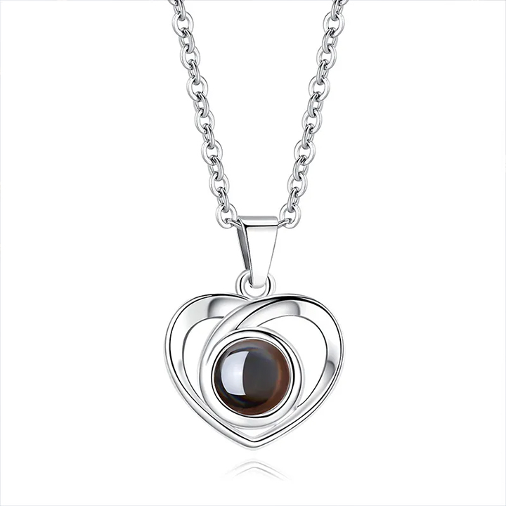 Customized Necklace with Picture Heart Pendant Projection Pendant Sterling Silver Gift for Her