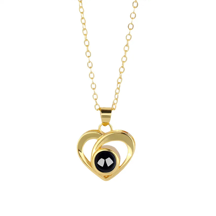 Customized Necklace with Picture Heart Pendant Projection Pendant Sterling Silver Gift for Her