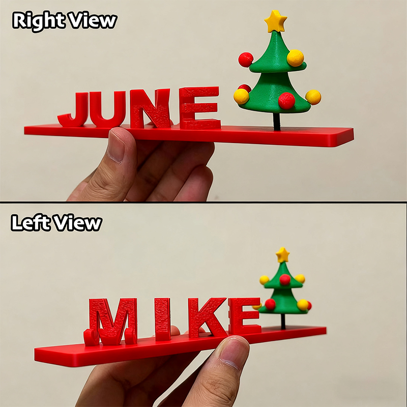 Custom Dual Name Illusion Love 3D Printed Personalised Double Flip Name Plate Double Sided Words Plate Christmas Gifts