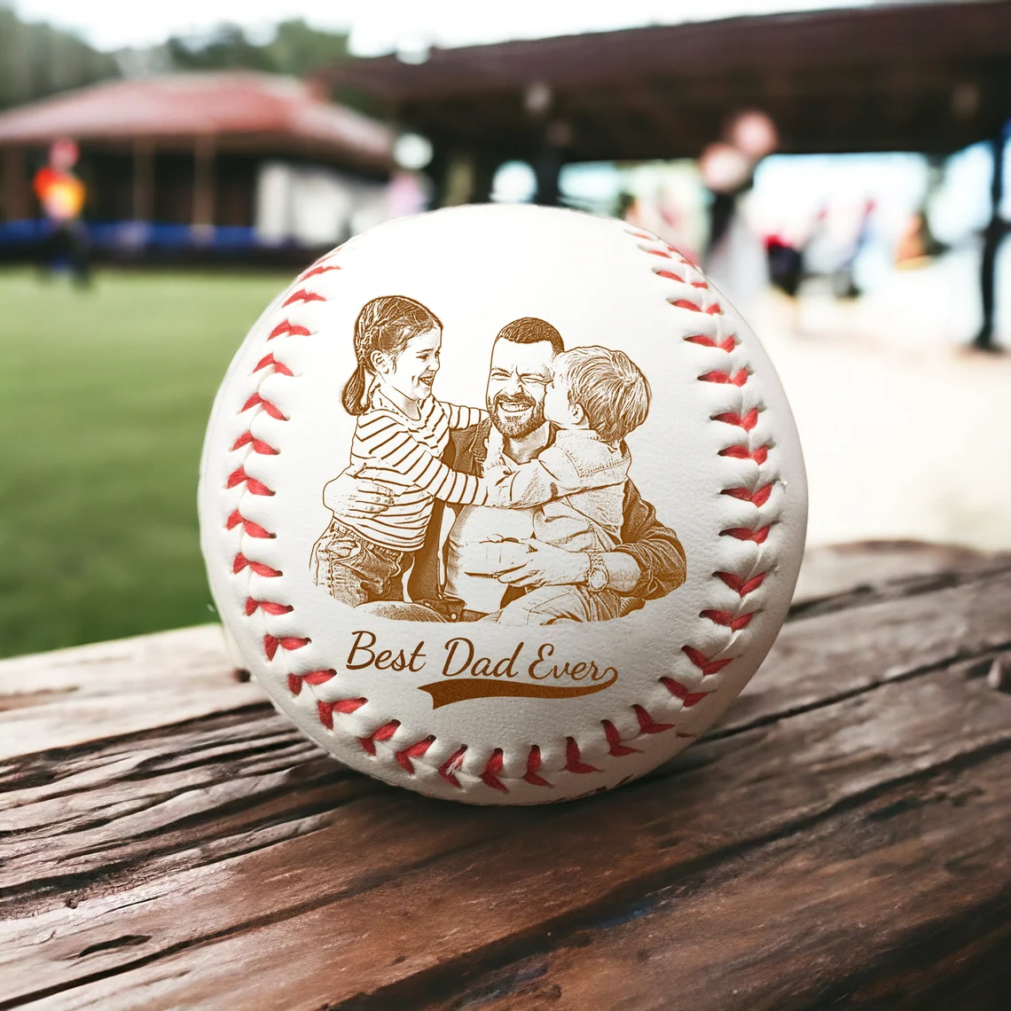 Personalised Photo on Baseball Ball Engraved Custom Your Kids Picture Father's Day Present