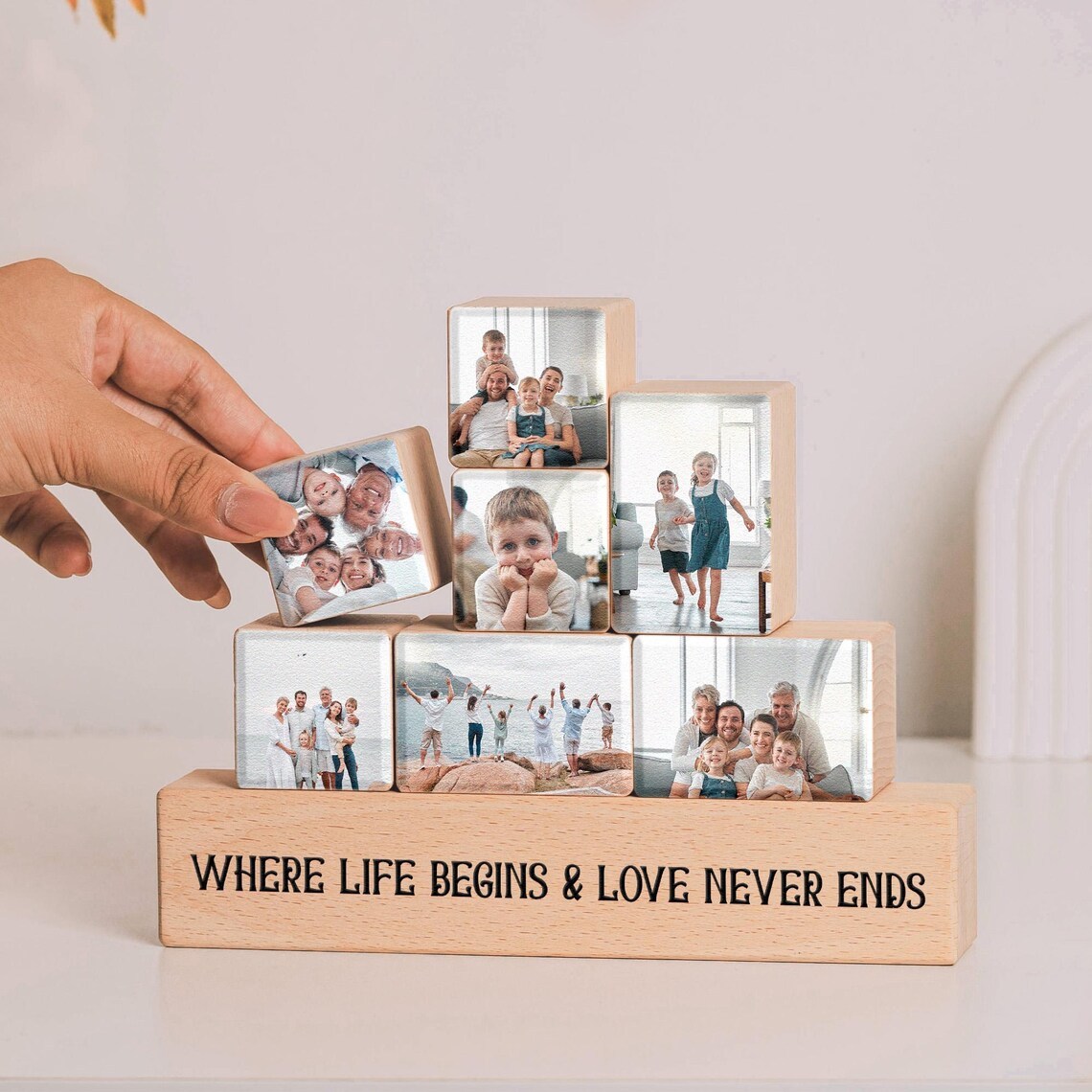 Personalised Wooden Stacking Photo Blocks Custom Photo Blocks Family Gifts for Father's Day